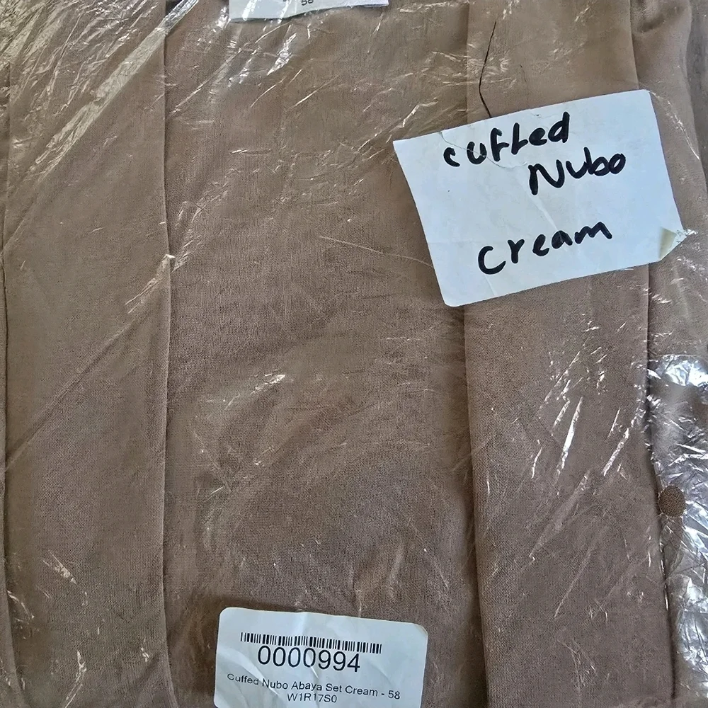 The Abaya Company Cuffed Nubo Cream Abaya 2 Piece Set 58 - Picture 4 of 4